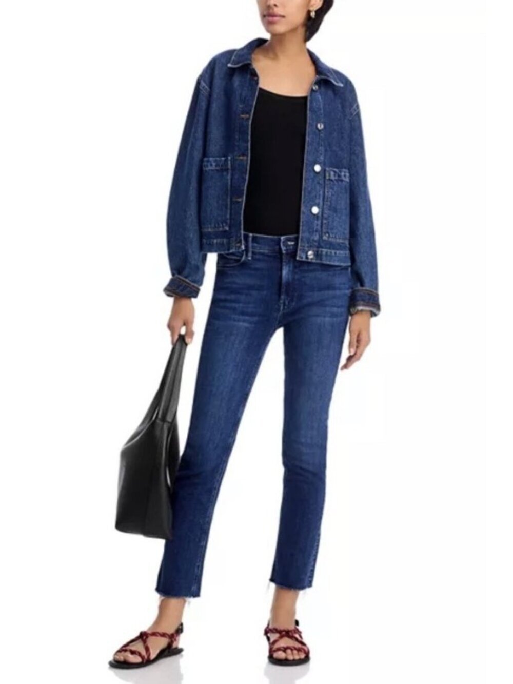 MOTHER Sz 25 The Mid Rise Dazzler Ankle Fray Jeans Fancy Meeting You Here Wash
